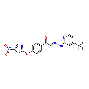 Ethanone,1-[4-[(5-nitro-2-thiazolyl)oxy]phenyl]-,2-[4-(trifluoromethyl)-2-pyridinyl]hydrazone Structure,883047-84-5Structure