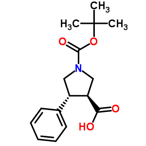 (3S,4r)-1-(叔丁氧基羰基)-4-苯基吡咯烷-3-羧酸結(jié)構(gòu)式_884048-45-7結(jié)構(gòu)式