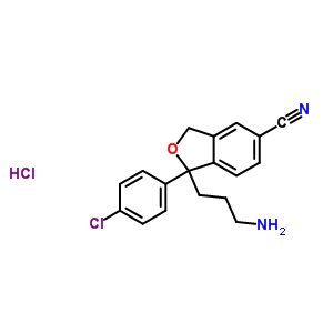 1-(3-Aminopropyl)-1-(4-chlorophenyl)-1,3-dihydro-2-benzofuran-5-carbonitrile hydrochloride (1:1) Structure,887354-48-5Structure