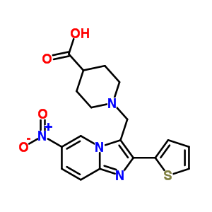 1-(6-Nitro-2-thiophen-2-yl-imidazo[1,2-a]pyridin-3-ylmethyl)-piperidine-4-carboxylic acid Structure,904817-89-6Structure