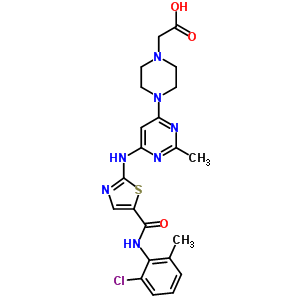 {4-[6-({5-[(2-氯-6-甲基苯基)氨基甲酰]-1,3-噻唑-2-基}氨基)-2-甲基-4-嘧啶基]-1-哌嗪基}乙酸結(jié)構(gòu)式_910297-53-9結(jié)構(gòu)式