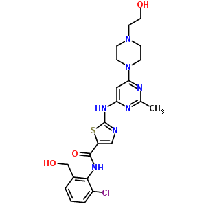 N-[2-chloro-6-(hydroxymethyl)phenyl]-2-({6-[4-(2-hydroxyethyl)-1-piperazinyl]-2-methyl-4-pyrimidinyl}amino)-1,3-thiazole-5-carboxamide Structure,910297-58-4Structure