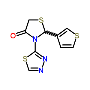 3-(1,3,4-Thiadiazol-2-yl)-2-thiophen-3-yl-thiazolidin-4-one Structure,91260-07-0Structure