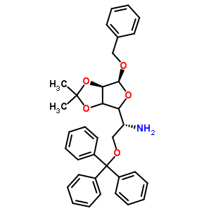 Benzyl 5-amino-5-deoxy-2,3-o-isopropylidene-6-o-tritylhexofuranoside Structure,91364-15-7Structure