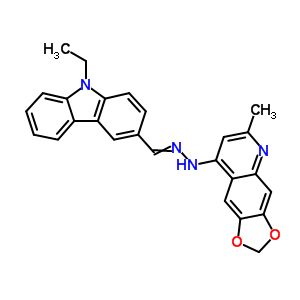 9H-carbazole-3-carboxaldehyde, 9-ethyl-,  (6-methyl-1,3-dioxolo[4,5-g]quinolin-8-yl)hydrazone Structure,91919-11-8Structure