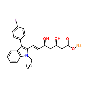 Sodium (3r,5s,6e)-7-[1-ethyl-3-(4-fluorophenyl)-1h-indol-2-yl]-3,5-dihydroxy-6-heptenoate Structure,93936-64-2Structure