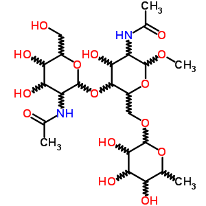 甲基 2-乙酰氨基-2-脫氧己糖吡喃糖苷-(1->4)-[6-脫氧己糖吡喃糖苷-(1->6)]-2-乙酰氨基-2-脫氧吡喃己糖苷結(jié)構(gòu)式_97242-84-7結(jié)構(gòu)式