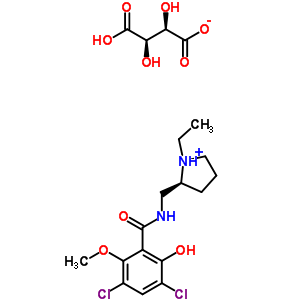 3,5-二氯-N-(1-乙基吡咯烷-2-甲基)-2-羥基-6-甲氧基苯酰胺酒石結(jié)構(gòu)式_98185-20-7結(jié)構(gòu)式